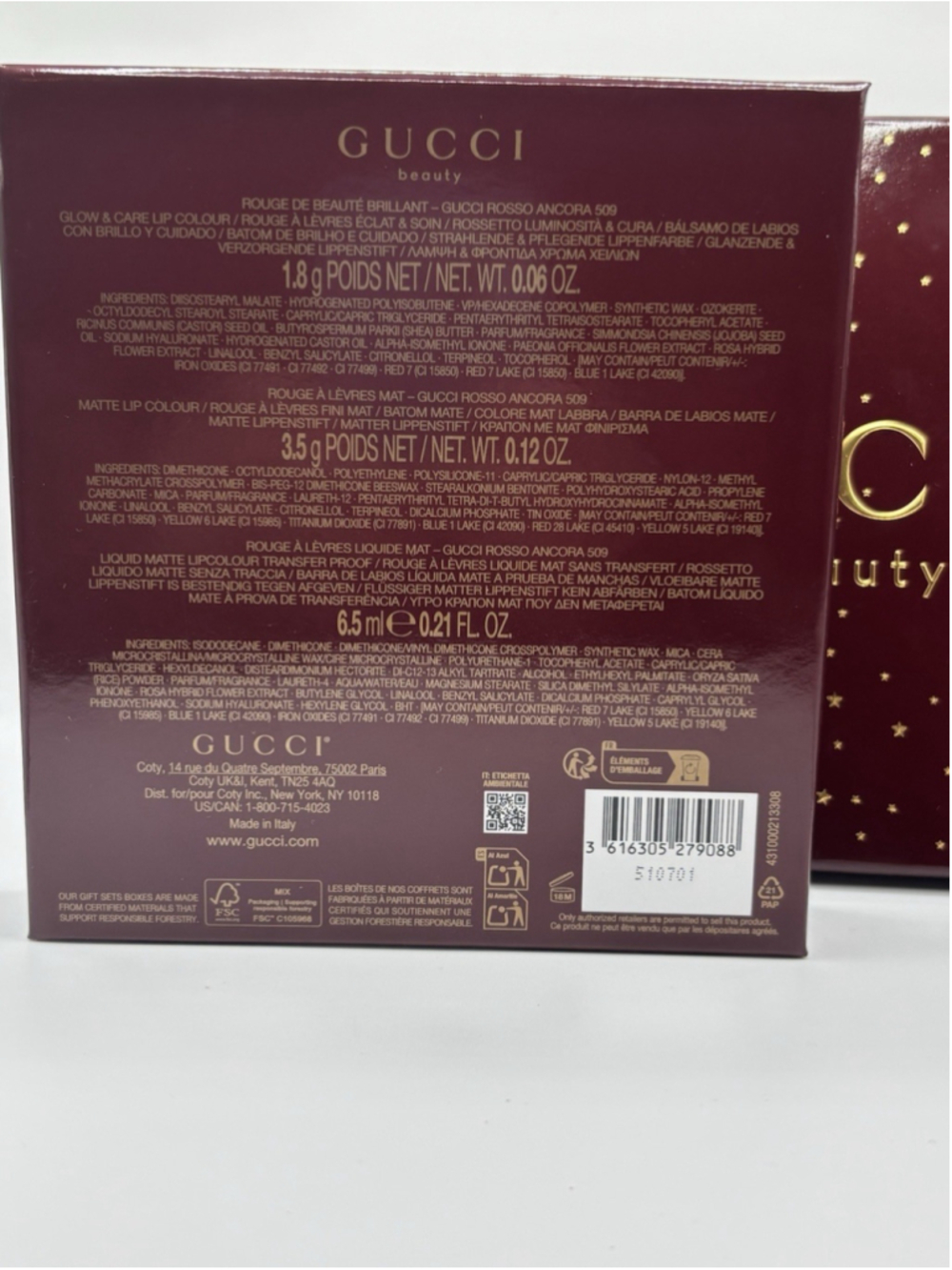Gucci Beauty Lipstick Trio Gift Set Rosso Ancora 509 Red Cream Liquid Matte - Picture 4 of 5